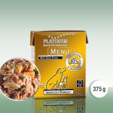 Platinum Menu Iberico+Turkey - natūralus begrūdis paštetas šunims su Iberijos kiaulių mėsa ir kalakutiena, 375 g